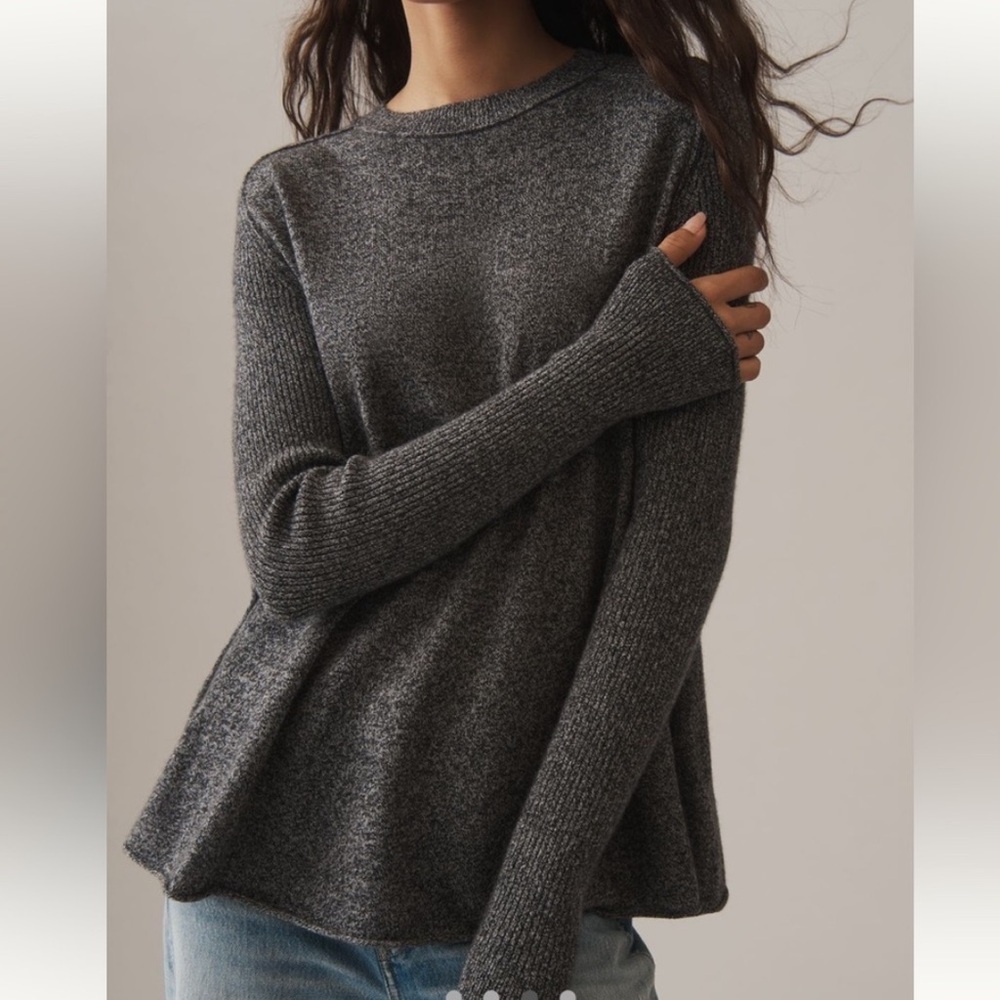 Anthropologie x Maeve Crew-Neck Cashmere Swing Sweater Size XXS NWT